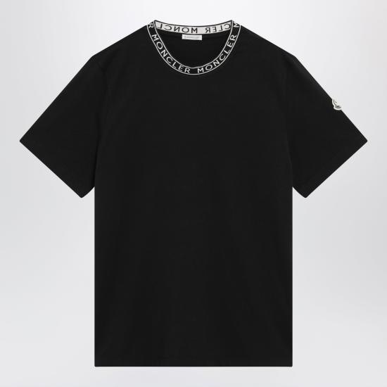 26SS 몽클레어 로고 트리밍 코튼 티셔츠 8C000318390T Black