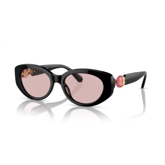 26SS 스와로브스키 선글라스 0Sk6002 핑크 크리스탈 장식이 있는 오버사이즈 블랙 아세테이트 - SWAROVSKI