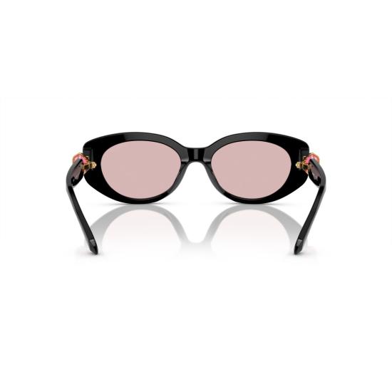 26SS 스와로브스키 선글라스 0Sk6002 핑크 크리스탈 장식이 있는 오버사이즈 블랙 아세테이트 - SWAROVSKI