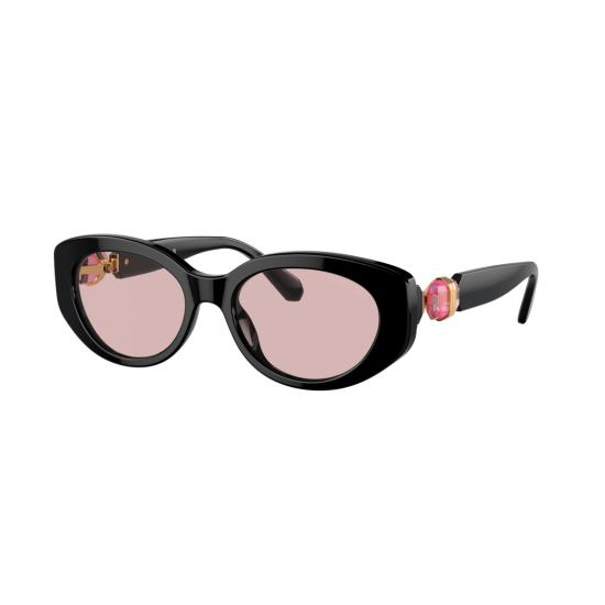 26SS 스와로브스키 선글라스 0Sk6002 핑크 크리스탈 장식이 있는 오버사이즈 블랙 아세테이트 - SWAROVSKI