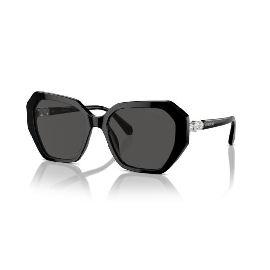 26SS 스와로브스키 선글라스 0Sk6017 크리스탈 장식이 있는 오버사이즈 기하학적 - SWAROVSKI