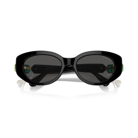26SS 스와로브스키 선글라스 0Sk6002 오버사이즈 블랙 아세테이트  (그린 크리스탈 장식) - SWAROVSKI