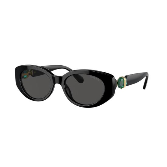 26SS 스와로브스키 선글라스 0Sk6002 오버사이즈 블랙 아세테이트  (그린 크리스탈 장식) - SWAROVSKI
