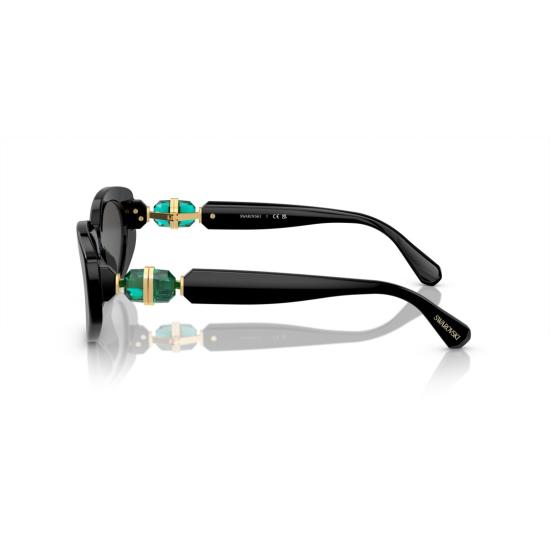 26SS 스와로브스키 선글라스 0Sk6002 오버사이즈 블랙 아세테이트  (그린 크리스탈 장식) - SWAROVSKI