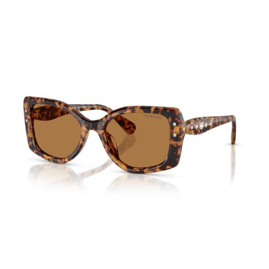 26SS 스와로브스키 선글라스 0Sk6058u 오버사이즈 스퀘어 프레임  (호피 무늬 아세테이트 소재) - SWAROVSKI
