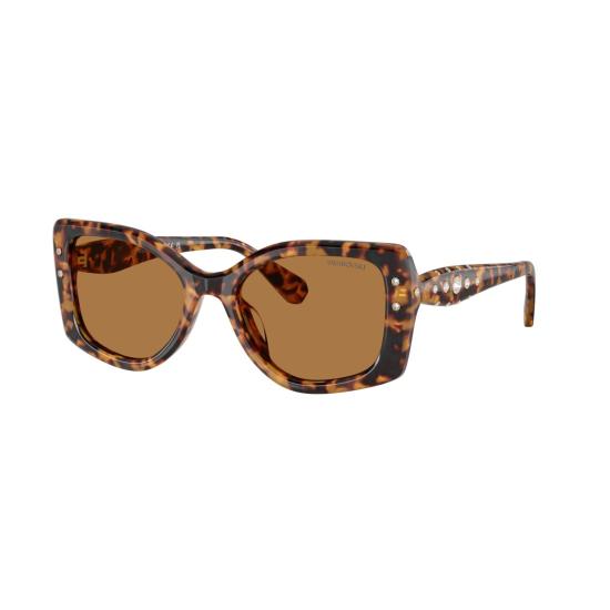 26SS 스와로브스키 선글라스 0Sk6058u 오버사이즈 스퀘어 프레임  (호피 무늬 아세테이트 소재) - SWAROVSKI