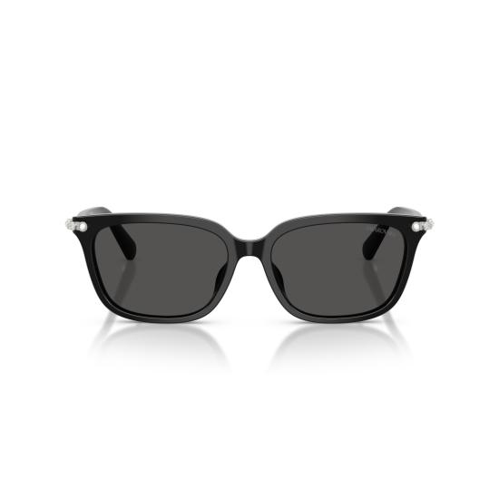26SS 스와로브스키 선글라스 0Sk6064d 크리스탈 장식 경첩이 있는 직사각형 블랙 아세테이트 - SWAROVSKI