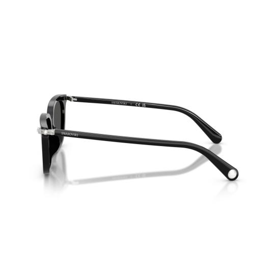 26SS 스와로브스키 선글라스 0Sk6064d 크리스탈 장식 경첩이 있는 직사각형 블랙 아세테이트 - SWAROVSKI