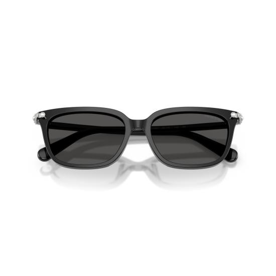 26SS 스와로브스키 선글라스 0Sk6064d 크리스탈 장식 경첩이 있는 직사각형 블랙 아세테이트 - SWAROVSKI