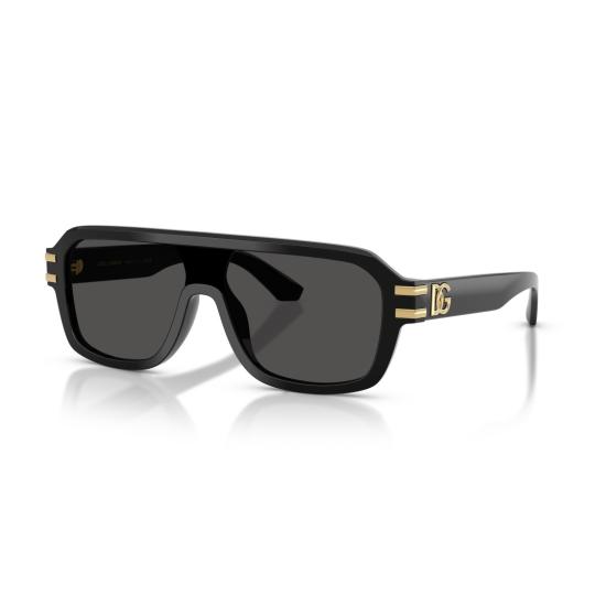 26SS 돌체앤가바나 선글라스 0Dg4507 골드 액센트가 있는 직사각형 블랙 아세테이트 - DOLCE & GABBANA