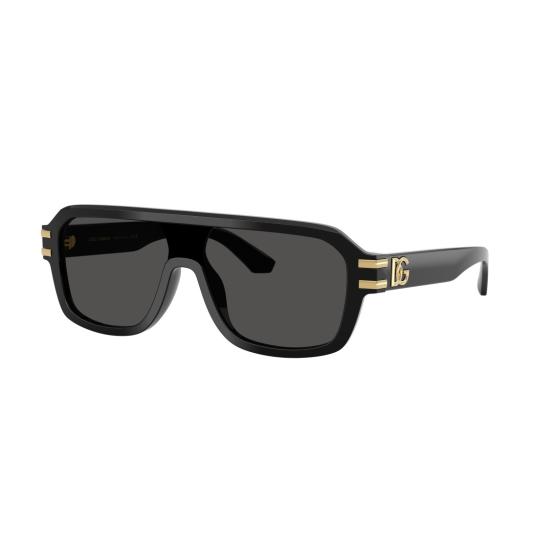 26SS 돌체앤가바나 선글라스 0Dg4507 골드 액센트가 있는 직사각형 블랙 아세테이트 - DOLCE & GABBANA