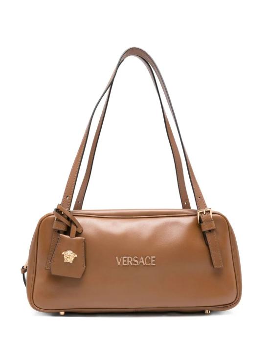 26SS 베르사체 VERSACE TAG 나파 라지 볼링백 1016428 1A13171 1N19V BROWN VERSACE GOLD