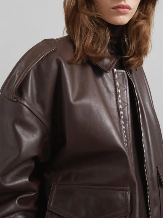 26SS 더프랭키샵 가죽 자켓 VIPER JAFS18397200 Marrone - THE FRANKIE SHOP