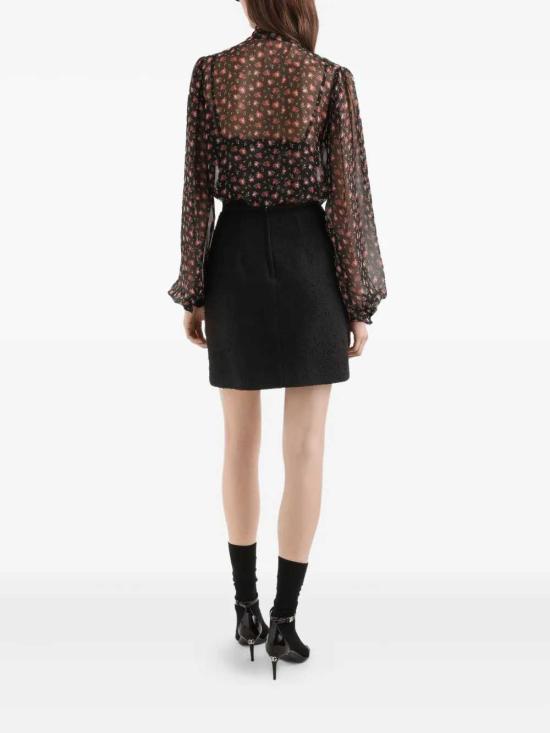 26SS 돌체앤가바나 스몰 로즈 프린트 쉬폰 탑 F7BJ2TIS10I HN5XJ ROSELLINE FDO NEROMUL - DOLCE & GABBANA