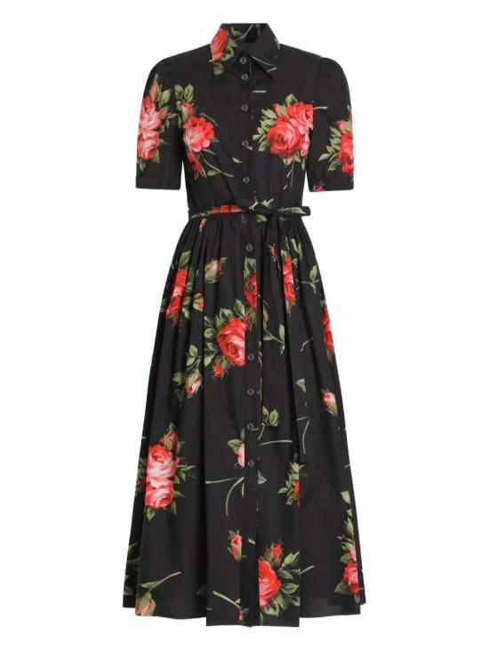 26SS 돌체앤가바나 로즈 부케 프린트 포플린 셔츠 드레스 F6JFNTHS5UT HN5ZN BOUQUET ROSE F NERO