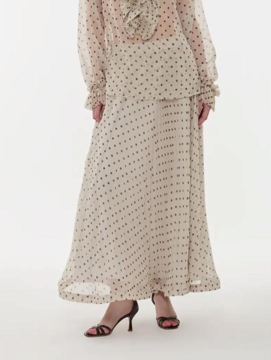 26SS 파로쉬 스커트 Pois Panna/Marrone 시폰 드레스를 입고
