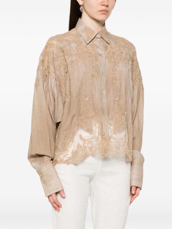 26SS 에르마노 설비노 셔츠 D482K743AP EMYS4850 Marrone chiaro - ERMANNO SCERVINO