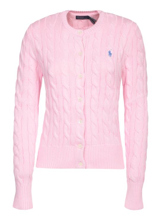 26SS 폴로 랄프로렌 폴로 자수 케이블 니트 가디건 211971868 010 Pink