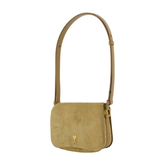 26SS 아미 스몰 하트 로고 글레이즈드 레더 파리 백 ULL717 AL0166 A086 khaki - AMI