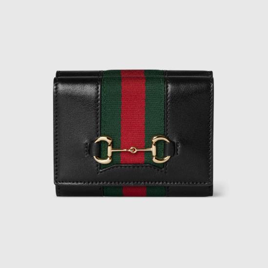 26FW 구찌 홀스빗 웹 스몰 트라이폴드 월렛 867131AAGF7 1053 BLACK
