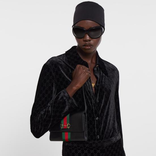 26FW 구찌 홀스빗 웹 스트랩 지갑 867120AAGOQ 1057 BLACK - GUCCI