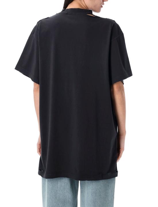  발렌시아가 옵틱컬 오버사이즈 티셔츠 811688 TRVU69034 BLACK - BALENCIAGA