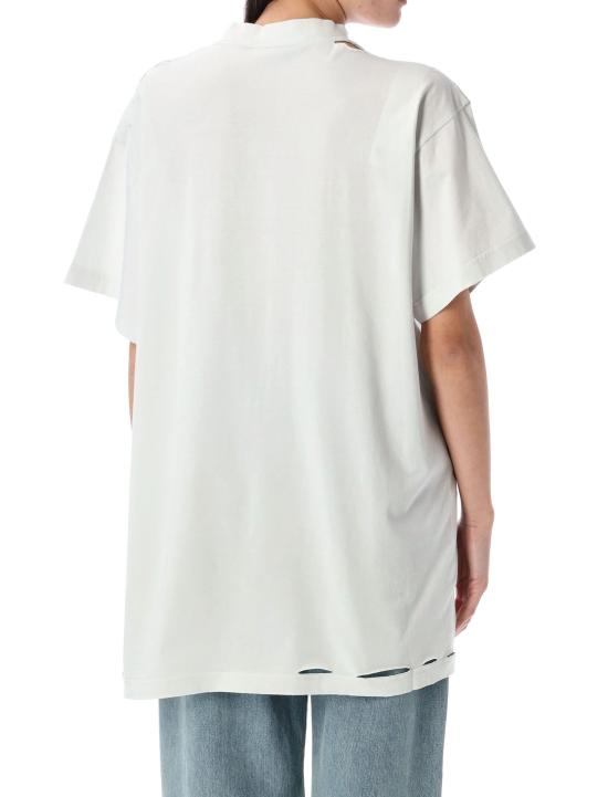  발렌시아가 옵틱컬 오버사이즈 티셔츠 811688 TRVU69081 WHITE - BALENCIAGA