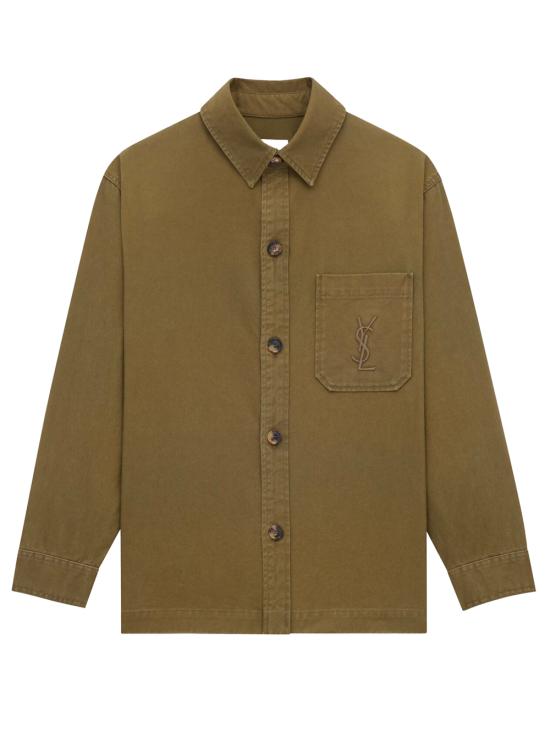  생로랑 코튼 및 린넨 개버딘 소재 카산드르 오버셔츠 852696 Y253W2669 BEIGE