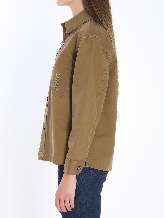 생로랑 코튼 및 린넨 개버딘 소재 카산드르 오버셔츠 852696 Y253W2669 BEIGE - SAINT LAURENT