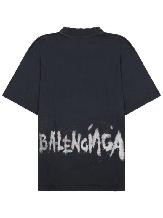  발렌시아가 빈티지 이펙트 오버사이즈 티셔츠 764235 TSVD51041 BLACK - BALENCIAGA