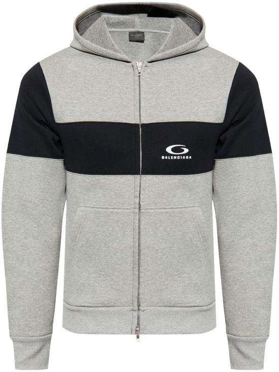  발렌시아가 로고 후드 집업 808832 TRVJ21167 GREY - BALENCIAGA