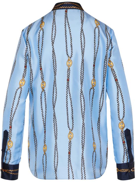 26SS 구찌 프린트 실크 트윌 셔츠 856109ZAUK54061 Light Blue - GUCCI