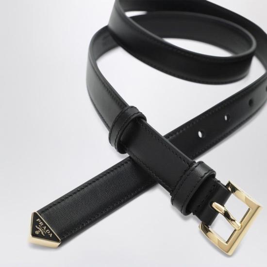  프라다 트라이앵글 로고 레더 벨트 1CC6258NQ F0632 BLACK - PRADA