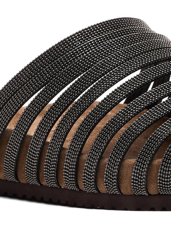 26SS 브루넬로 쿠치넬리 프레셔스 스트랩 스웨이드 슬라이드 MZGAG3157C101 NERO - BRUNELLO CUCINELLI