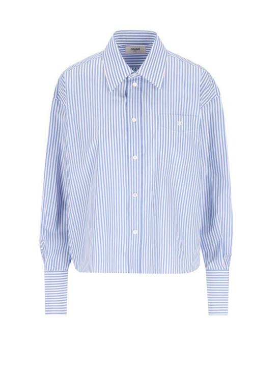 26SS 셀린느 스트라이프 코튼 포플린 크롭 셔츠 RC0941389CBA0 Light Blue