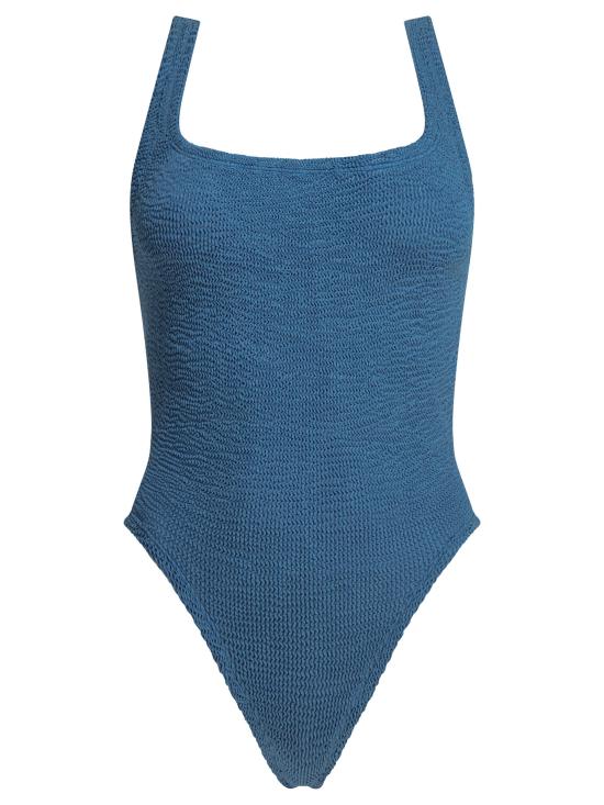 26SS 훈자 지 비키니 수영복 SQUARENECKSWIMMETALLICCRINKLEMETALLICDENIM BLUE