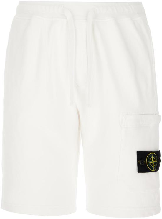 26SS 스톤 아일랜드 오가닉 코튼 플리스 레귤러핏 카고 포켓 조거 쇼츠 S156200011S0051V0001 WHITE