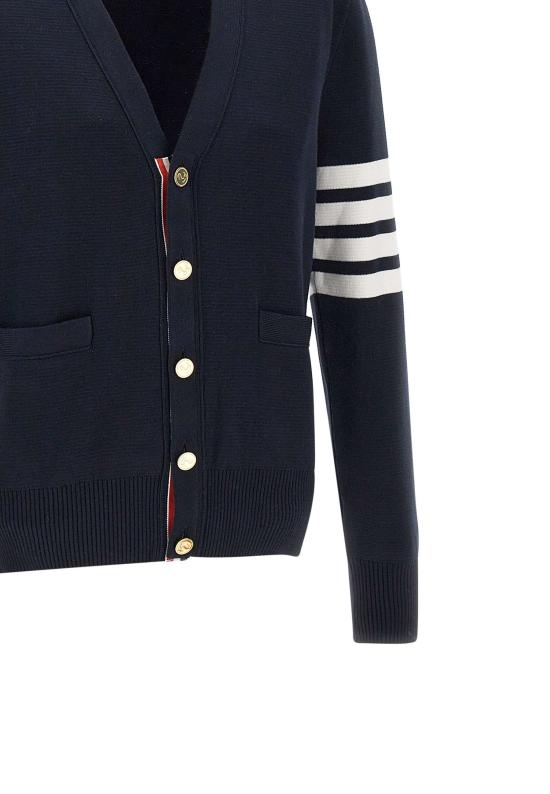 26FW 톰브라운 코튼 밀라노 스티치 4바 V넥 가디건 MKC171A 00219415 BLUE - THOM BROWNE