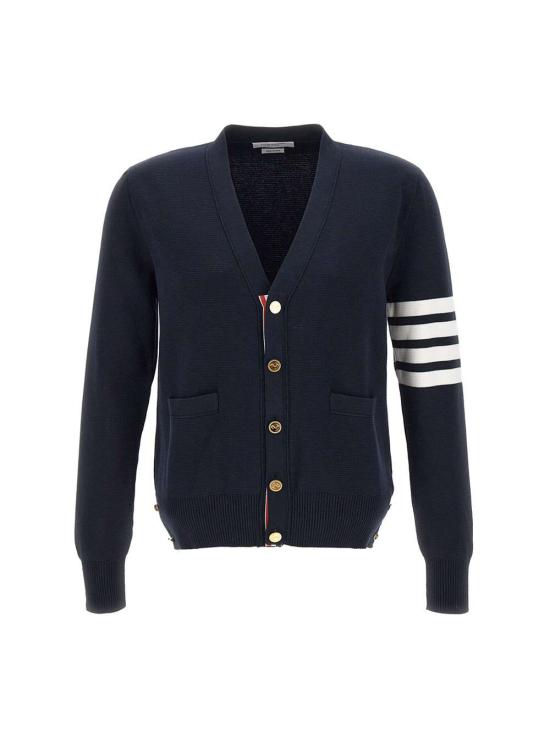 26FW 톰브라운 코튼 밀라노 스티치 4바 V넥 가디건 MKC171A 00219415 BLUE - THOM BROWNE