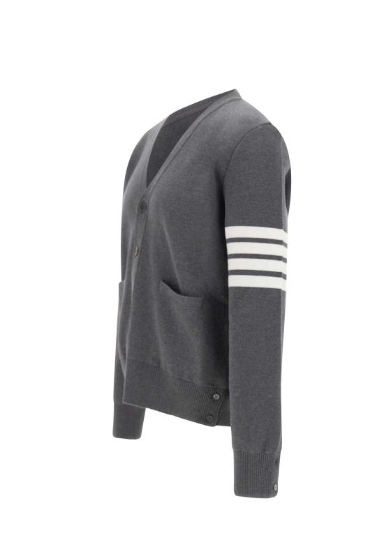 26FW 톰브라운 코튼 밀라노 스티치 4바 V넥 가디건 MKC171A 00219035 GREY - THOM BROWNE