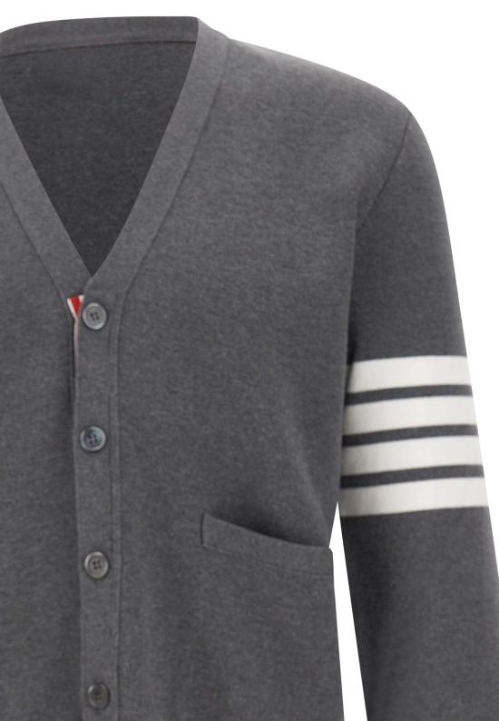 26FW 톰브라운 코튼 밀라노 스티치 4바 V넥 가디건 MKC171A 00219035 GREY - THOM BROWNE