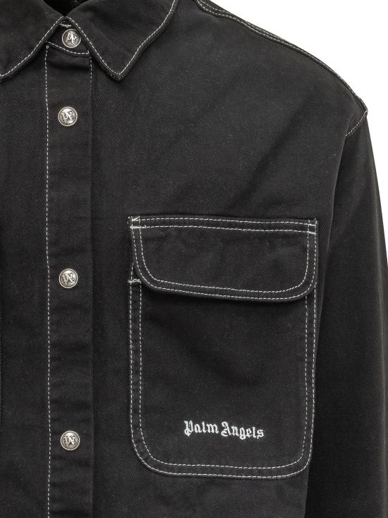 26SS 팜앤젤스 긴팔 셔츠 PMYD024S26DEN001 1003 BLACK OFF WHITE - PALM ANGELS