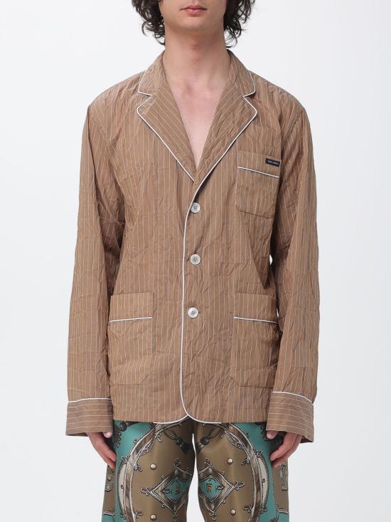 26SS 돌체앤가바나 크링클 스트라이프 패브릭 셔츠 스타일 배니티 로브 G2WK2TFBMFT S8054 Striped