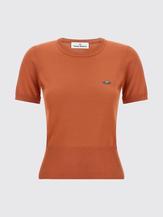 26SS 비비안웨스트우드 베아 니트 반소매 스웨터 1803002QY003F C409 Orange - VIVIENNE WESTWOOD