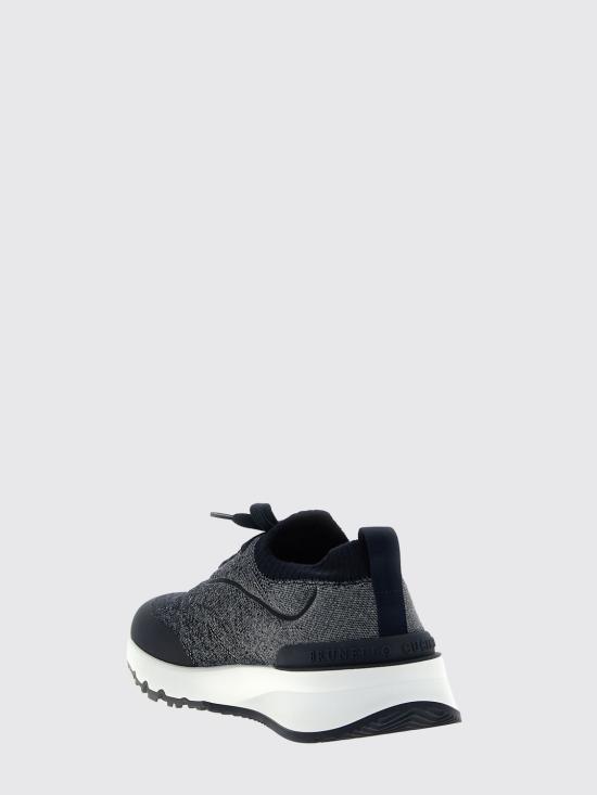 26SS 브루넬로 쿠치넬리 히트 본디드 디테일 테크노 코튼 니트 러너 스니커즈 MZUEHRO342 CDY87 Blue - BRUNELLO CUCINELLI