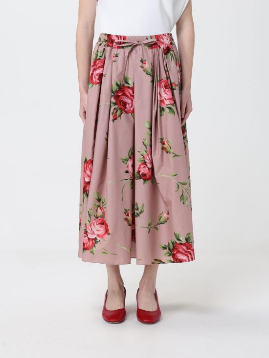 26SS 돌체앤가바나 로즈 부케 프린트 미디 스커트 F4DC7THS5UT HF5ZN Pink