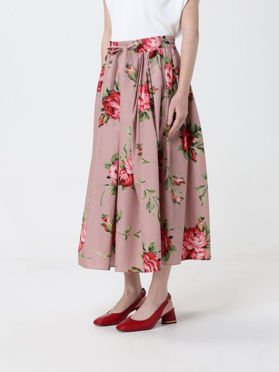 26SS 돌체앤가바나 로즈 부케 프린트 미디 스커트 F4DC7THS5UT HF5ZN Pink - DOLCE & GABBANA