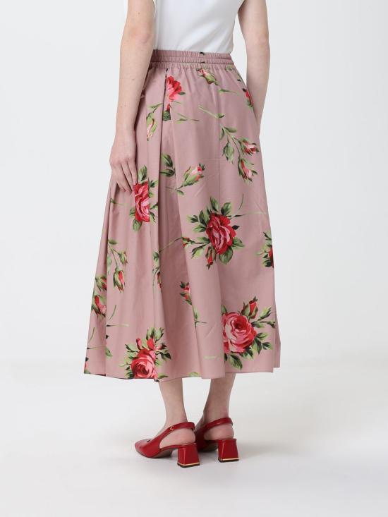 26SS 돌체앤가바나 로즈 부케 프린트 미디 스커트 F4DC7THS5UT HF5ZN Pink - DOLCE & GABBANA