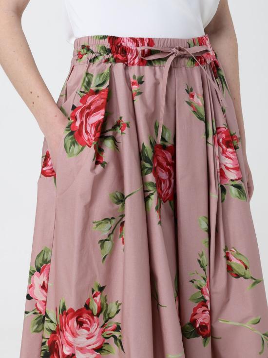 26SS 돌체앤가바나 로즈 부케 프린트 미디 스커트 F4DC7THS5UT HF5ZN Pink - DOLCE & GABBANA