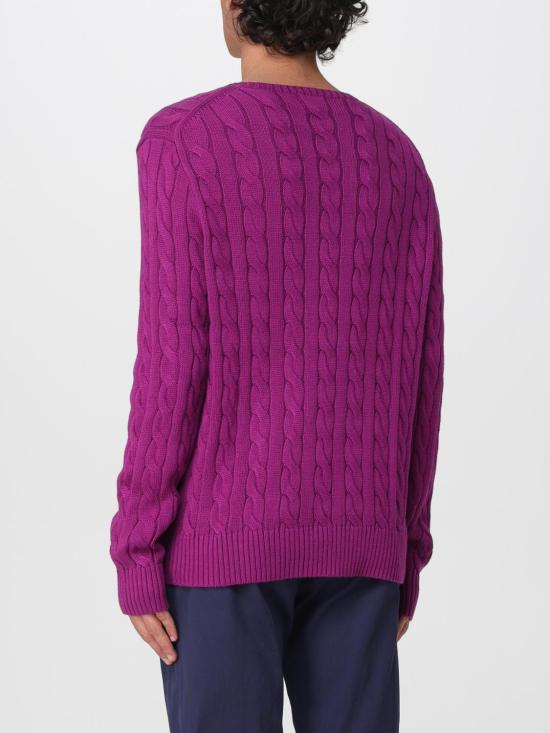 26SS 폴로 랄프로렌 로고 자수 케이블 니트 스웨터 710775885 539 Lilac - POLO RALPH LAUREN